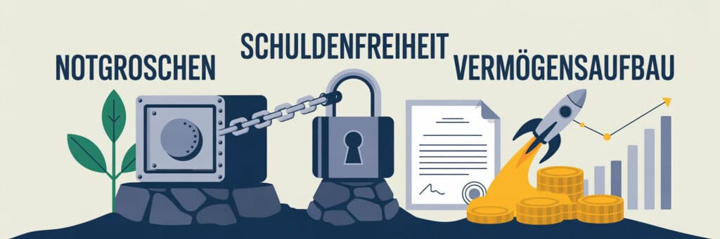 Notgroschen Schuldenfreiheit und Vermögensaufbau